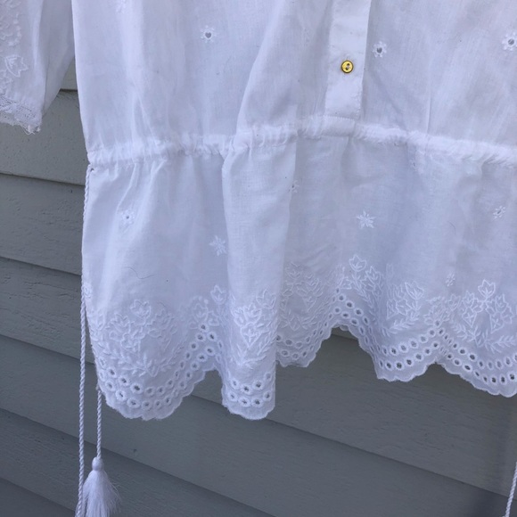 Ulla Johnson Blouse Lace Eyelet White Tassels - Picture 6 of 8